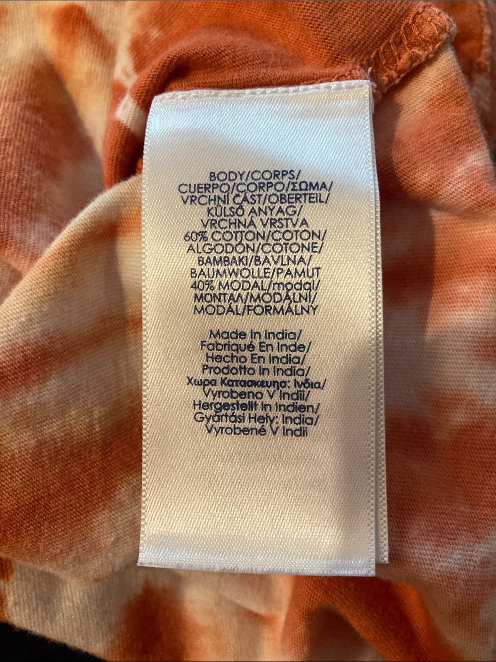 Chaps Women's Orange and White Tie-Dye Button-Front Tie-Knot Top - Picture 6 of 6